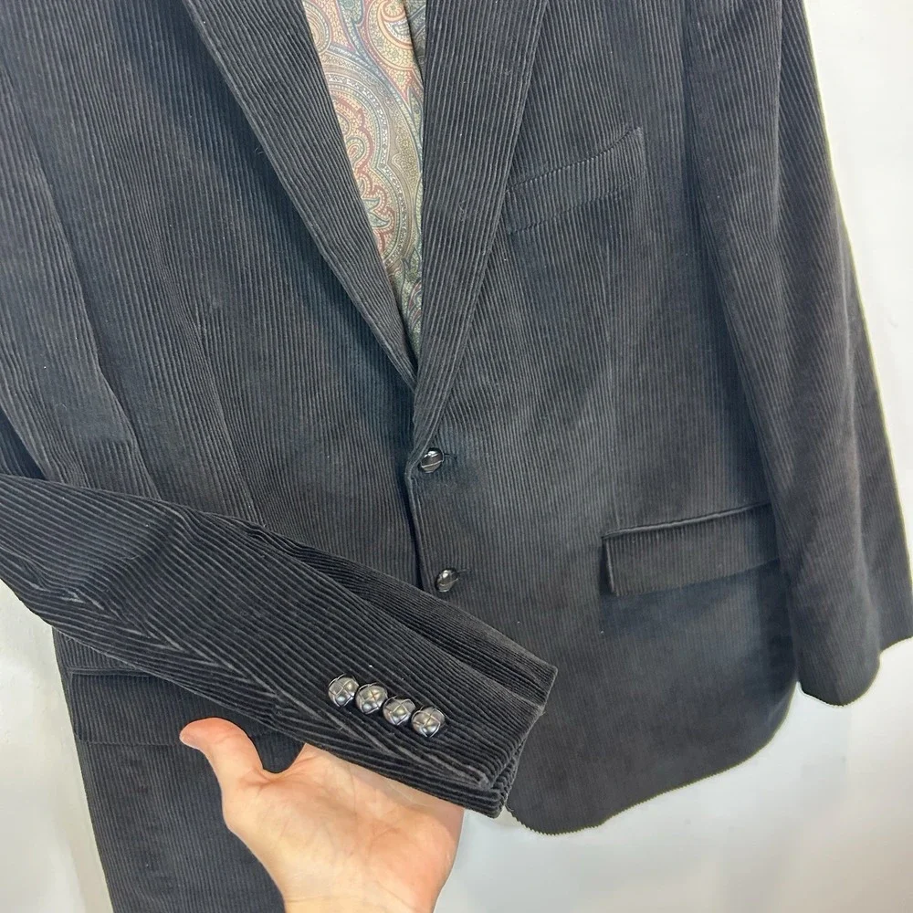 Lauren Ralph‎ Lauren Black Corduroy Blazer Mens Cotton Two Button 46R
